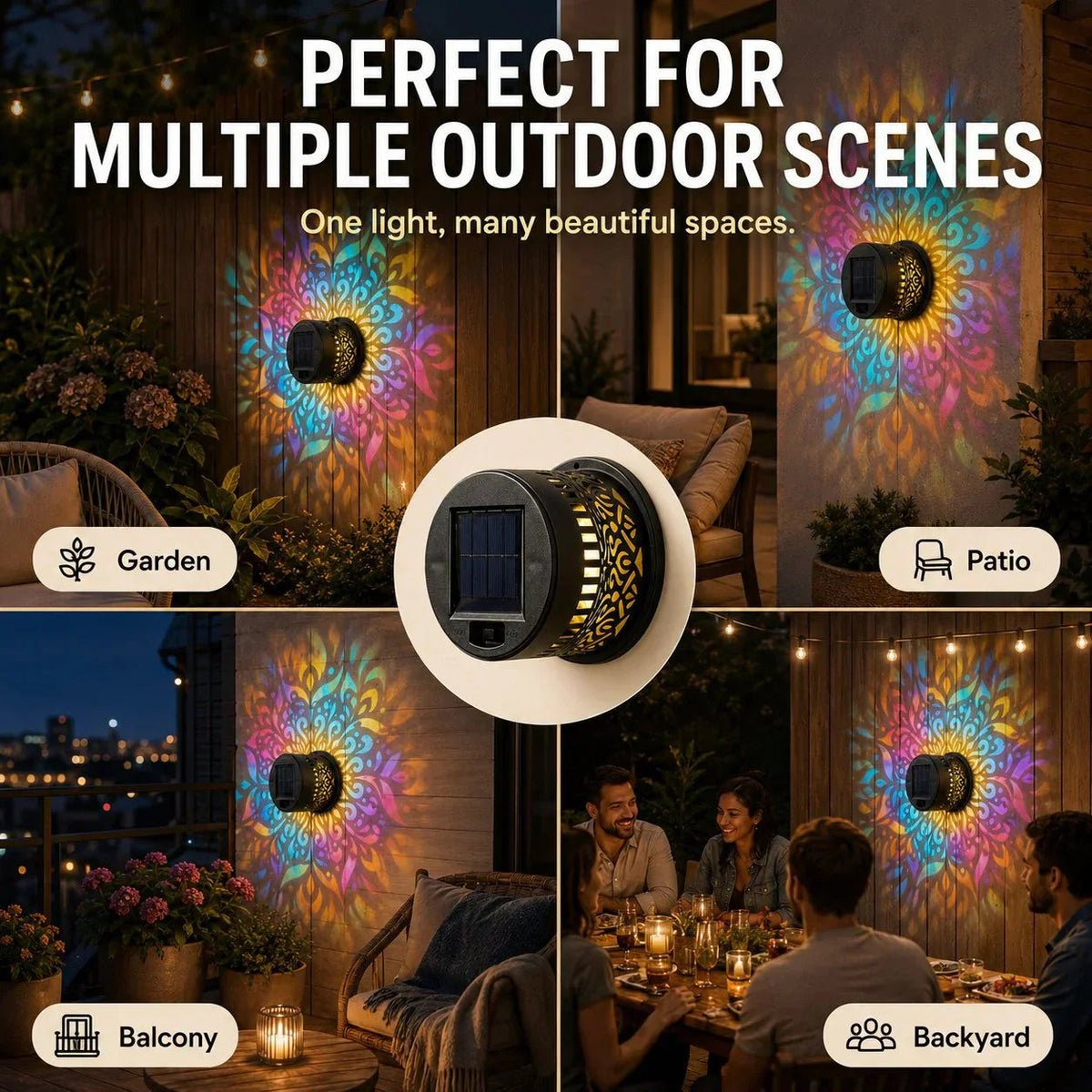 LumaHalo — Mandala Solarleuchte Außen | 1+1 GRATIS