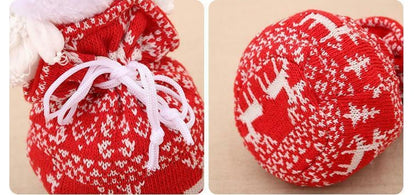 FestiveJoy – Gestrickte Weihnachtsgeschenkbeutel mit Puppe | 1+1 GRATIS