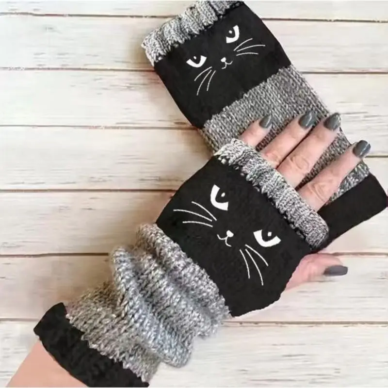 Olivia – Katzenstickerei Fingerhandschuhe | 1+1 GRATIS
