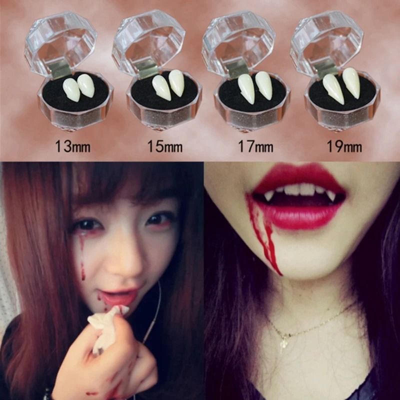 Vampirzähne Kostüm für Halloween | 1 Paar Fangzähne zum Aufsetzen | Leicht, Vielseitig für Cosplay, Partys & Auftritte
