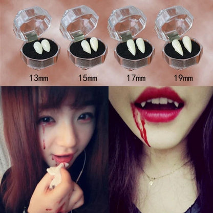 Vampirzähne Kostüm für Halloween | 1 Paar Fangzähne zum Aufsetzen | Leicht, Vielseitig für Cosplay, Partys & Auftritte