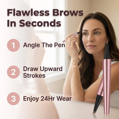 Augenbrauenstift mit 4-Zinken-Spitze | Wasserfeste Formel bis 24 Stunden | Natürlicher Härchen-Effekt in 60 Sekunden