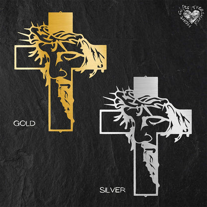 FaithCraft – Jesus Kreuz Metall-Wanddekoration | 1+1 GRATIS