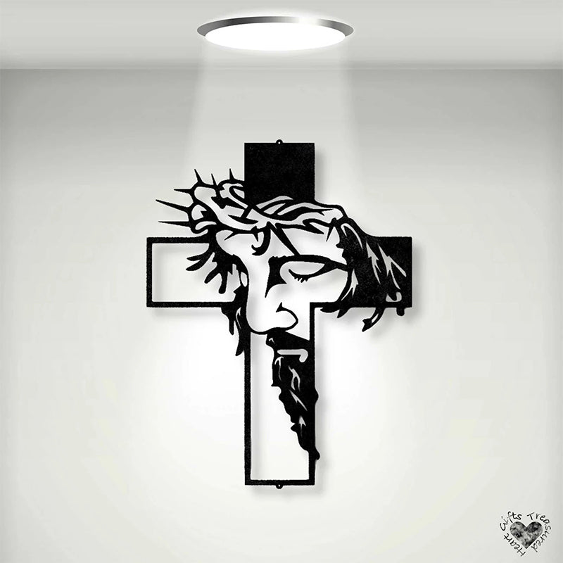 FaithCraft – Jesus Kreuz Metall-Wanddekoration | 1+1 GRATIS