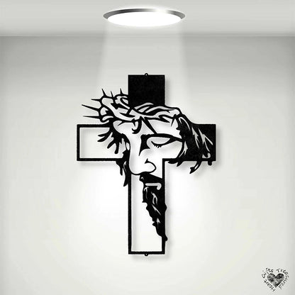 FaithCraft – Jesus Kreuz Metall-Wanddekoration | 1+1 GRATIS