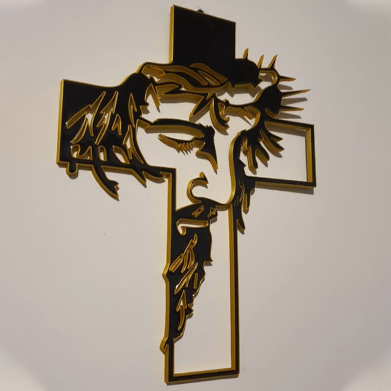 FaithCraft – Jesus Kreuz Metall-Wanddekoration | 1+1 GRATIS