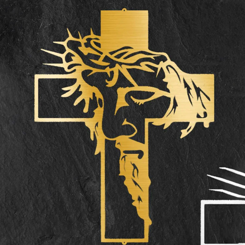 FaithCraft – Jesus Kreuz Metall-Wanddekoration | 1+1 GRATIS